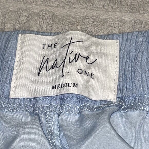 The Native One Pants Light Blue Crepe Pleats Very Wide Leg Elastic Waist Wms M - Picture 7 of 12